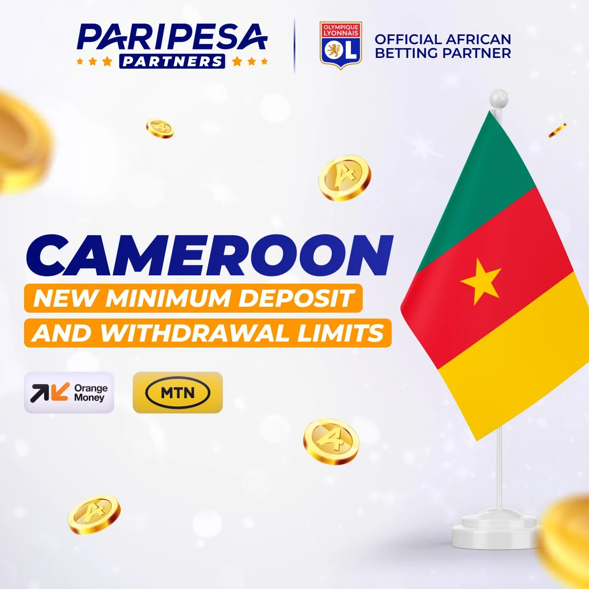 Paripesa Cameroon Payment – Deposit and withdrals via MTN & Orange